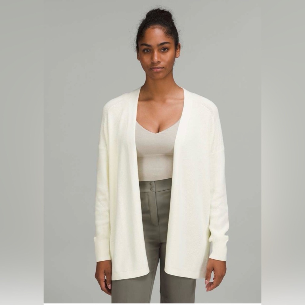 Lululemon Side Slit Open Front Sweater Cardigan Wrap Lemon Sorbet Size 8